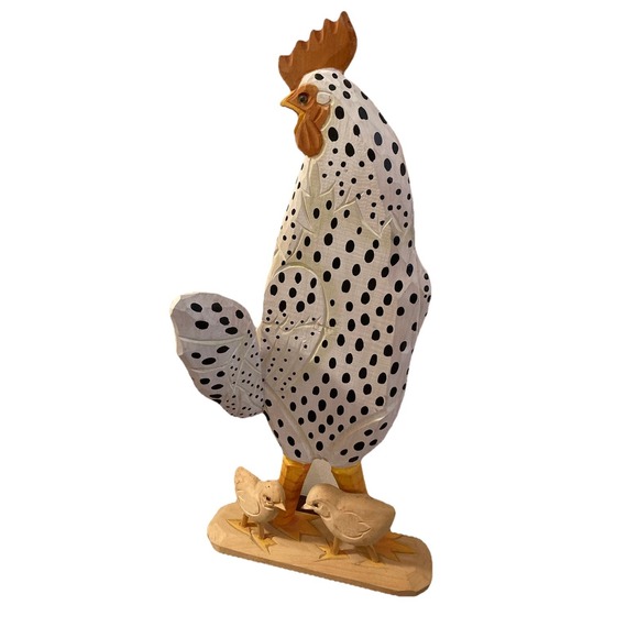 Vintage Wood Carved Chicken And Chicks Folk Art Hand Painted Primitive Farm - Picture 1 of 5